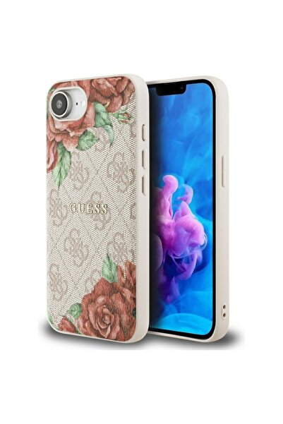 Guess Case for iPhone 16e, Hardcase 4G Flower Print MagSafe, Pink
