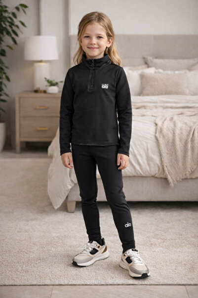 Uğur bebe Set de gimnastică unisex cu colanți negri, compatibil cu sport și p...