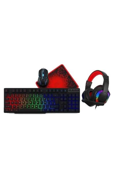 Tradeo 4 in 1 Gaming Combo Set Keyboard Mouse Headphones Mousepad RGB Backlit...