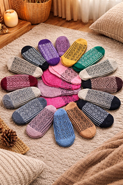 ANUK GRUP 30’lu Kadın Triko Patik Seti – Kışlık Ev Patik – Kalın Örgü – Karış...