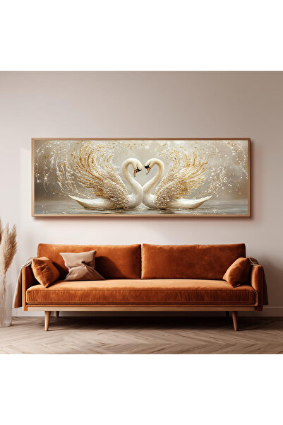 Dekorsiahome Ahşap Çerçeveli Panoramik Oturma Odası Salon Tablosu UZ0429