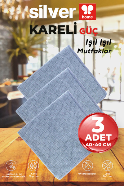 SİLVER HOME 3-dijelni Tkano kuhinjski i čistački peškir 40x40 cm super upijaj...