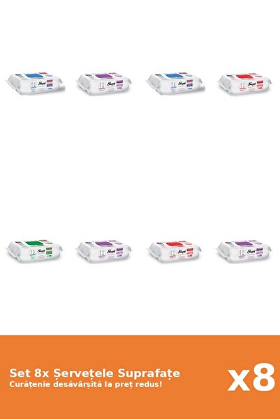 Sleepy Set 8 Șervețele Suprafațe Sleepy: Clasic, Bleach, White Soap