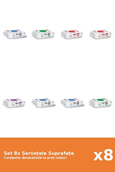 Sleepy Set 8 Șervețele Suprafațe Sleepy: Clasic, Bleach, White Soap