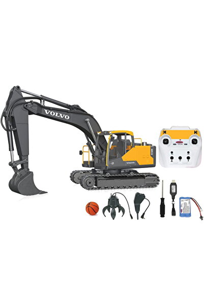 Jamara Excavator Volvo EC160E Metal, figurină de joacă (galben/gri închis, 1:16)