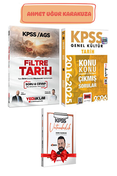 Yediiklim Yayınları Ahmet Uğur Karakuza 2026 KPSS Filtre Tarih Soru Cevap+ Ya...