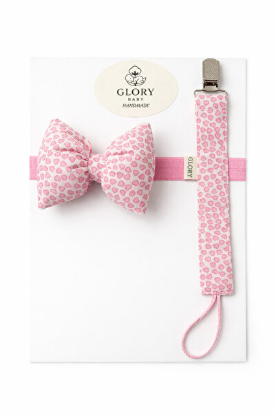 GLORY BABY Fiyonklu Bebek Bandanası ve Emzik Askısı Takımı