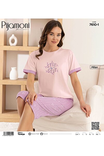 Pijamoni Bambu Milan Kumaş Lila Renkli Kaprili Kadın Pijama Takımı