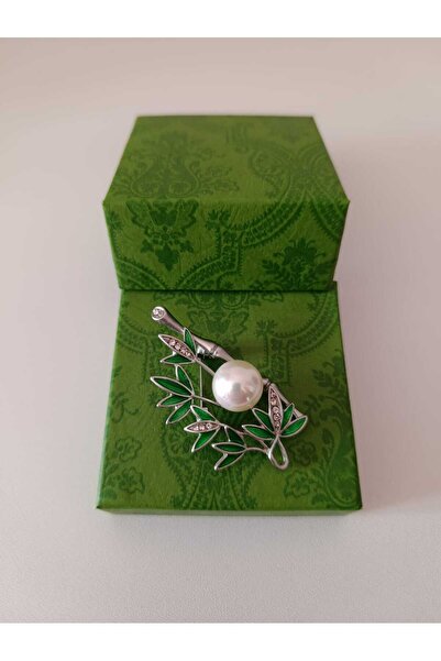 No Label Bamboo twig brooch with pearl