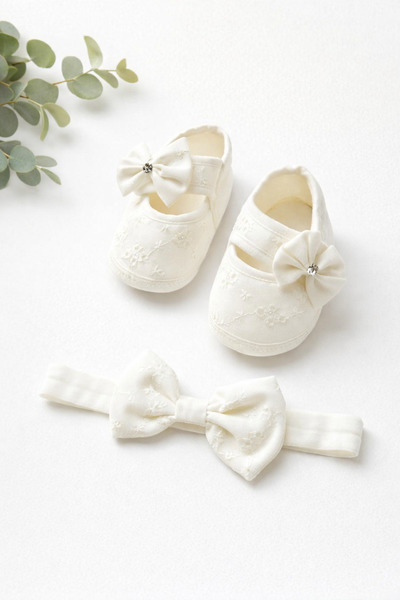 moukou 0-3 Ay Bebek Bandana Patik Seti Hediyelik Ayakkabı