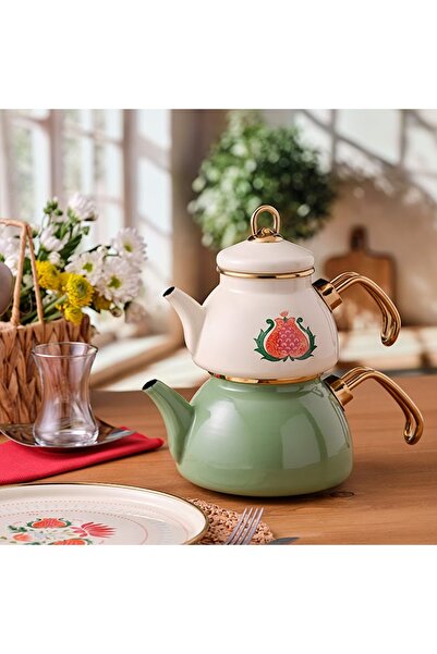 FeyzaDesign Şık Emaye Mini Çaydanlık Seti, Sağlıklı ve Dayanıklı Tasarım