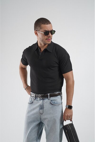 king brich Polo Neck Regular Fit Striped Men's Basic T-Shirt