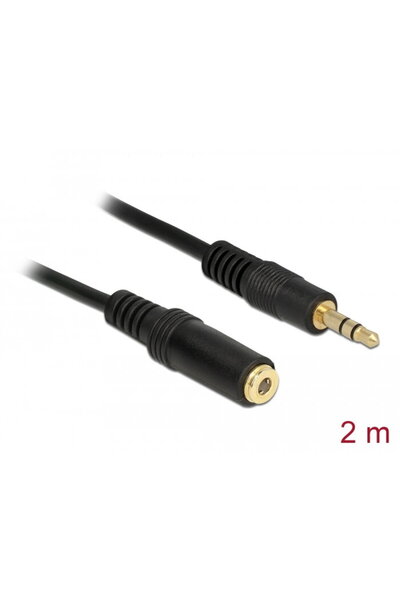 DELOCK Cablu prelungitor audio Minijack 3.5mm M/F 3 PIN 2m, negru