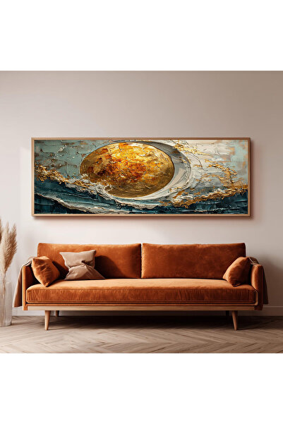Dekorsiahome Ahşap Çerçeveli Panoramik Oturma Odası Salon Tablosu UZ0432