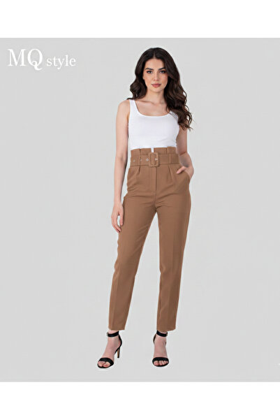 MQ بنطلون "High-Waist Elegance" بخصر كشكش وحزام عريض style