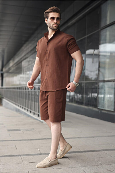 Madmext Bitter Brown Men's Shorts and Shirt Set E7350
