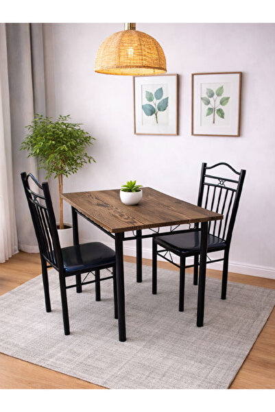 BEC23 Modern wooden dining table set – durable and space-saving metal design