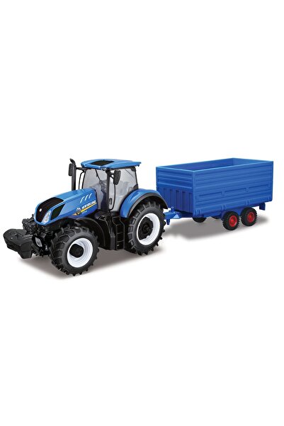 BBURAGO Macheta tractor New Holland cu remorca 1:32