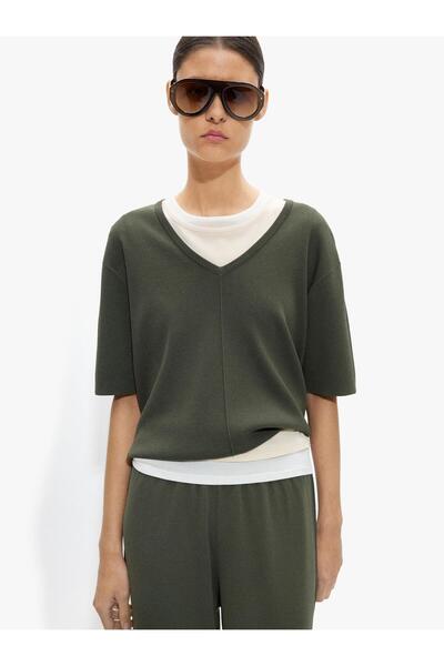 PARFOIS Kadın Kısa Kollu Örme Kazak