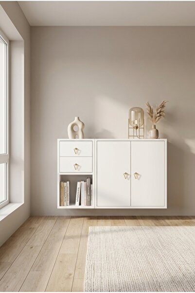 FOR WOMAN DESİGN Ahşap Çok Amaçlı Dolap 4 Bölmeli Modern Beyaz Antre ve Çocuk...