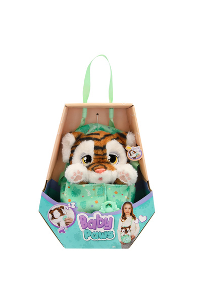 Baby Paws Interactive Tiger Plush Toy in Bag 22 cm, with Pacifier, W3