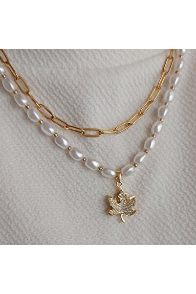LENTE AKSESUAR Tarnish-Resistant Steel Paperclip Chain and Pearl-Embellished ...