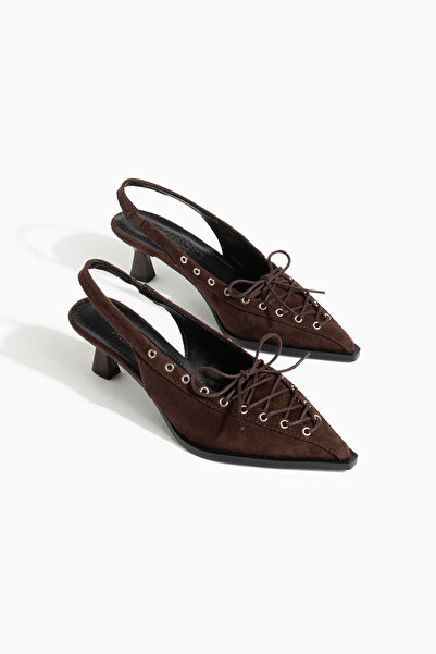 camaiore Women's Bitter Brown Suede Pointed Toe Classic Heeled Shoes