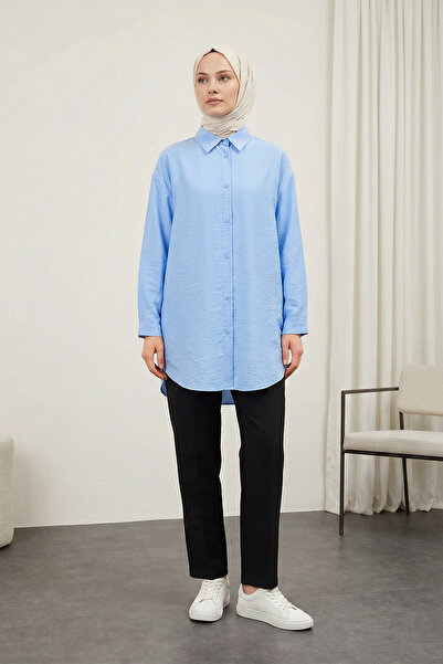 MODAQU Buttoned Modal Fabric Baby Blue Shirt