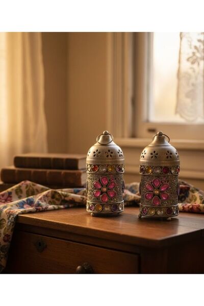 ESKİ YENİ ANTİK Otantik Renkli Taşlı Askılı Fener – Romantik Balkon ve Teras ...