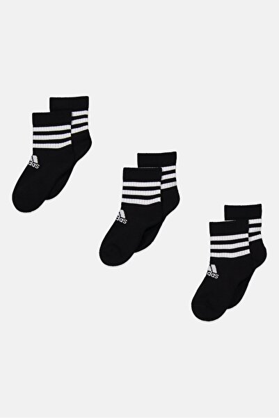 adidas Kids Boy 3 Pairs Brand Logo Sport Socks, Black/White