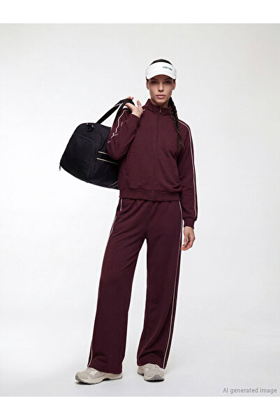 LC Waikiki KOOR SPORT Bordo Beli Lastikli Soft Touch Kadın Eşofman Altı
