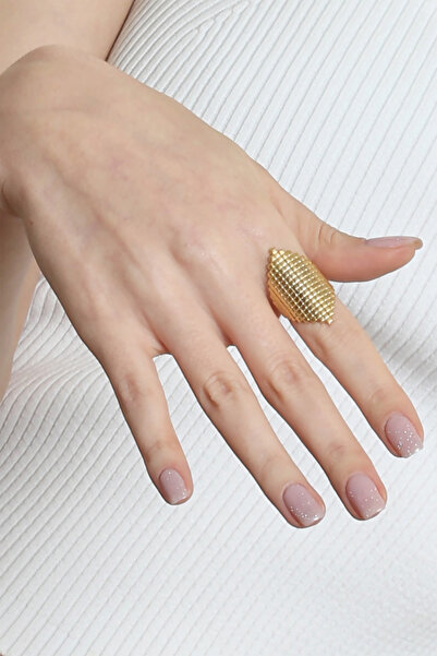 LABALABA Women's Lacquer Gold Color Plated Adjustable Geometric Ring