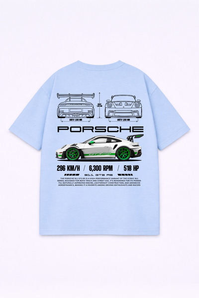 LORVEX Oversized T-Shirt 100% Cotton Comfortable Fit 911 Porsche Printed T-Shirt