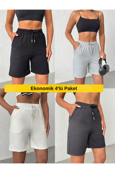 Nordmende Women's High Waist Combed Cotton Bermuda Shorts