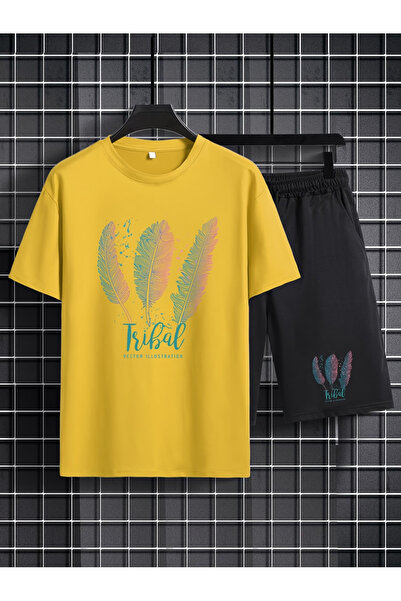 Rayan & Hoor Style Special Printed Top and Bottom Shorts T-Shirt Set- Oversiz...