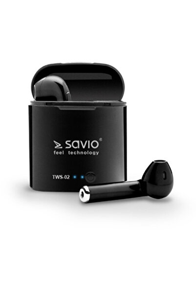 Savio TWS-02 Wireless Bluetooth Earphones, Black