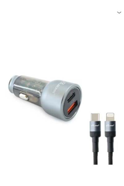 mpBLBERRI شاحن سيارة بقوة 43 واط بتقنية الشحن السريع PD مع كابل USB-C إلى Lig...