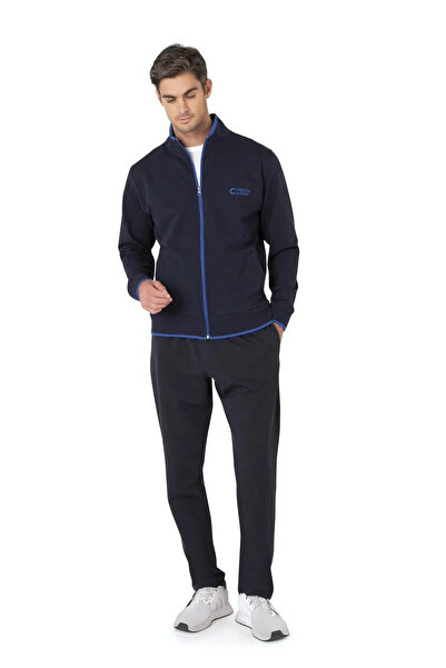Pierre Cardin Men's Zippered Cotton Piece Daily Use Comfortable Navy Blue Poc...