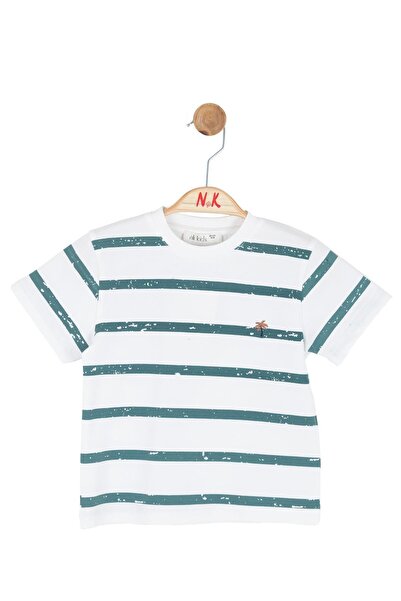nk kids Baby Boy 1-4 Years Embroidered Striped Short Sleeve T-Shirt Ecru