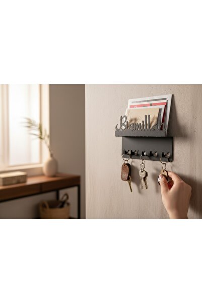 Yüksel Pres Bismillah Yazılı Metal Anahtarlık Askısı | Duvar Tipi Şık Anahtar...