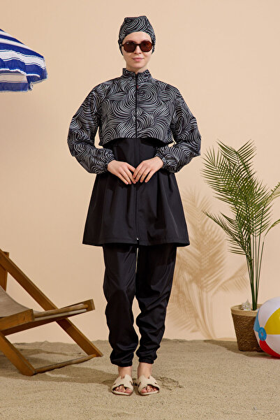 GAVLİA Women's Hijab Swimsuit 3-Piece Set Full Coverage Zippered..