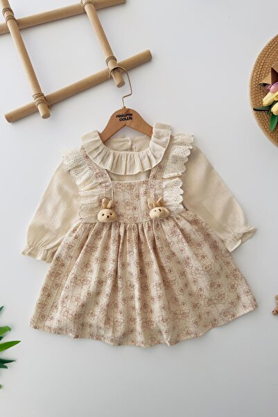 Minigimin Cicileri My Little One's Ruffle Collar Lace Detailed Floral Print R...