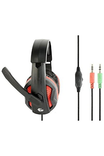 Gembird Căști/set GHS-03 cu bandă de susținere, conector de 3,5 mm, negru, roșu