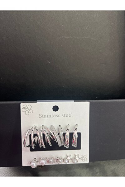 Çelik Çoklu halka inci küpe