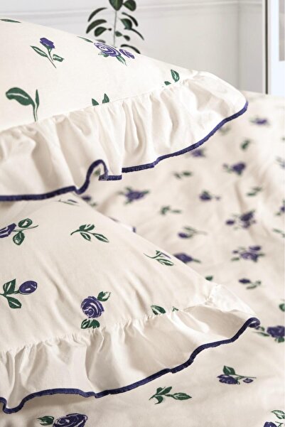 moon secret tekstil Double Duvet Cover Set 100% Cotton Cotton Pieces with Floral Detail Duvet Cover Set Easy Tulle Luxurious