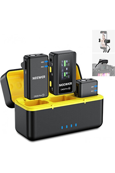 NEEWER CM28 PRO Wireless Lavalier Lapel Microphone System with Charging Case