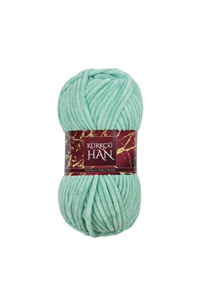 Kürkçü Han Kadife Örgü İpi 100gr %100 Polyester Yumuşak Pofuduk Pastel Mint