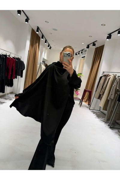 Serpirella Butik Satin Blouse with Cape Detail