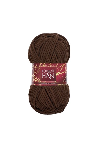 Kürkçü Han Kadife Yün Koyu Kahve (Espresso) 100 gr %100 Polyester Yumuşak Pof...