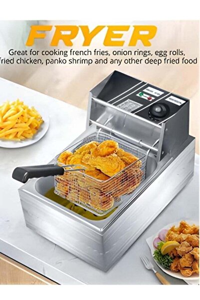 Shopi Denx Stainless Steel 6L Deep Oil Fryer with Basket Strainer